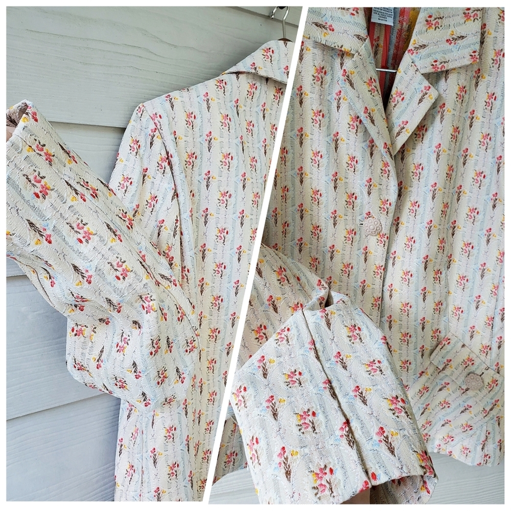 Sag Harbor Vintage-style Ditsy Floral Cottagecore Granny Chic Brocade Blazer - Picture 8 of 16